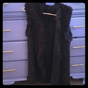 Black rabbit fur vest